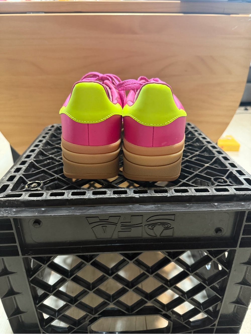 Adidas Gazelle Bold Pink and Neon Yellow Women's Classic Sneakers - Picture 4 of 7